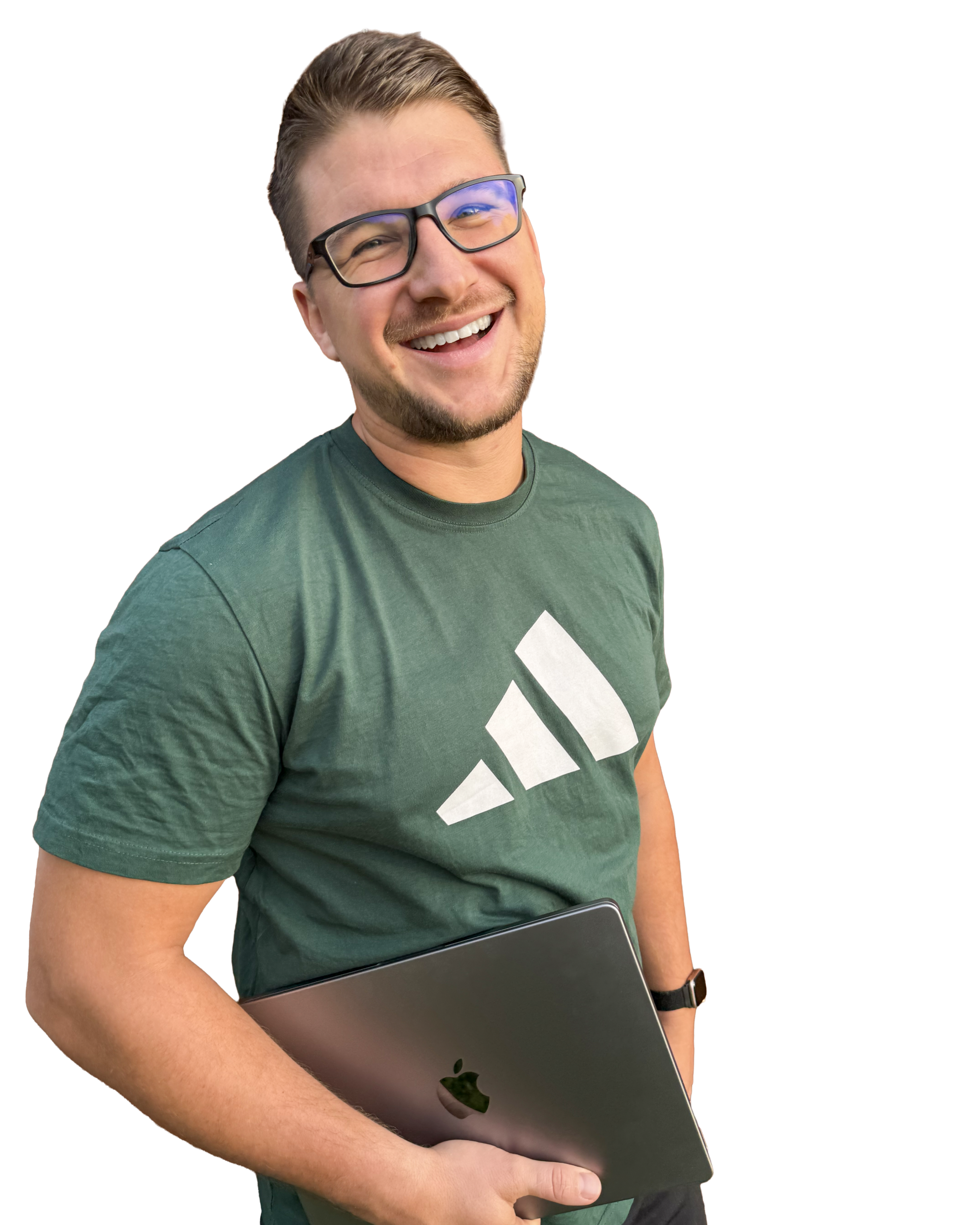 Max Rosengart mit Laptop – Design für Sport- und Gesundheitsmarken